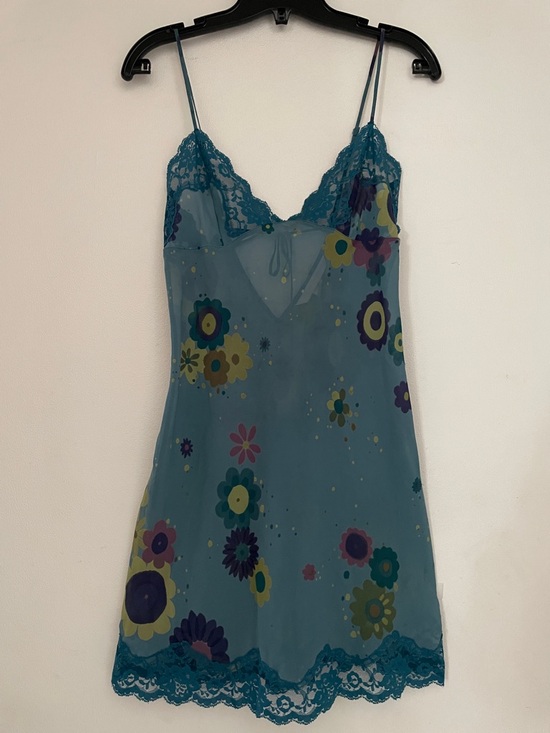 Victoria's Secret Other - Victoria's Secret Teal Floral Lace-Trim Slip